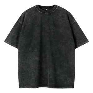 เสื้อยืดผ้ากรดสำหรับผู้ชายเสื้อยืดผ้าฝ้าย100% น้ำหนักมากออกแบบโลโก้ได้ตามต้องการ - Product Image 2