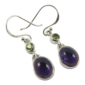 Pendientes de gota de Plata de Ley 925 sólida hechos a mano, moda para mujer con piedras preciosas de amatista y Peridoto, joyería de plata con sello 925 - Product Image 1
