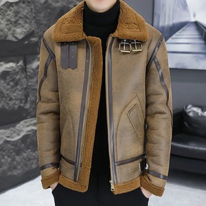 Veste de moto en cuir véritable pour homme, col mandarin, épaisse, imperméable, tendance, pour l'hiver - Product Image 3