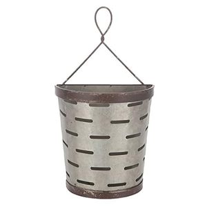 Cubo de oliva galvanizado Cesta de almacenamiento de metal colorido (versión estándar) Rayan International IR322 Flor decorativa de metal blanco - Product Image 1