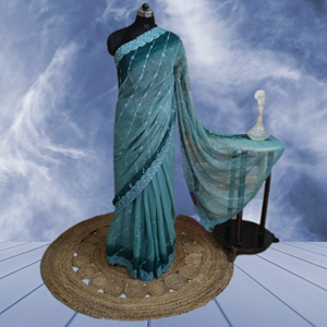 Élégant saree traditionnel indien en soie finement fabriqué à la main avec des vêtements indiens et pakistanais à motifs complexes - Product Image 3