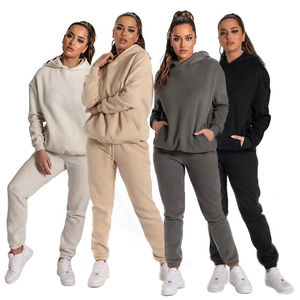 Ensembles de survêtements et pantalons de jogging pour femmes, grande taille, style hip-hop, vêtements d'hiver, vente en gros, personnalisables, coupe oversize, couleur unie - Product Image 1