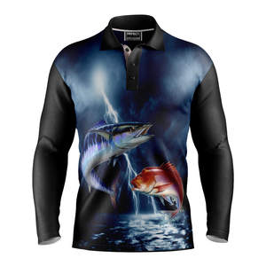 Vêtements de pêche pour hommes respirants à séchage rapide Anti-UV Upf 50 Polos de pêche personnalisés à manches longues Sublimation vierge - Product Image 3