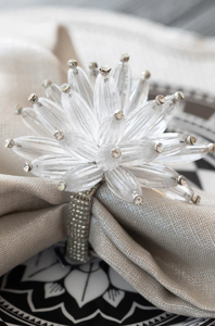 Rond de serviette fleur cristal de meilleure qualité décoration de table de mariage et de noël - Product Image 2