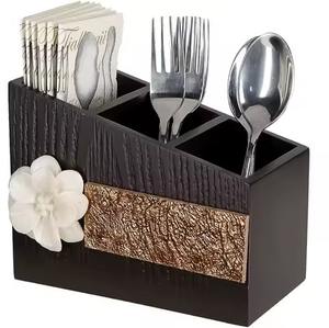 Wooden Eco-Friendly Handmade Flatware Storage Organizer with Two Dividers for Tableware Modern Design Party <b>Cutlery</b> Storage - Product Image 4