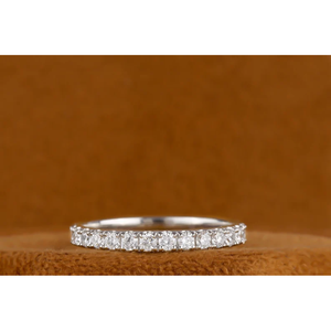 Anillo de Eternidad Medio Redondo con Moissanita, Anillo de Compromiso y Aniversario, Anillos de Diamantes de Regalo - Product Image 4
