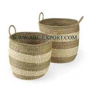 Lot de 3 paniers de rangement pour linge de différentes tailles qualité exclusive en rotin de forme personnalisée paniers organisateur ménager - Product Image 5