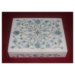Modern Light Green Inlay MOP Marble Jewelry Box And Dry Food Box Mother Of Pearl Inlaid Marble Box High Quality Made In India