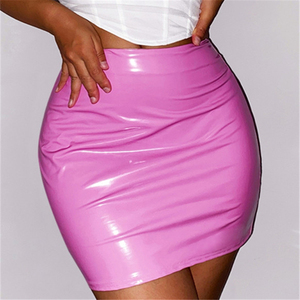 Pu Leather Bandage Mini <b>Skirt</b> <b>Elastic</b> <b>Waist</b> High Street Style Women's <b>Skirt</b> Hot Selling Best Supplier Lightweight OEM Service - Product Image 3
