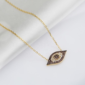 Collar de plata con diseño de ojo turco de piedra marrón, venta al por mayor, joyería de plata de ley 925 hecha a mano, moda para mujer - Product Image 4