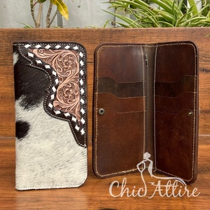 Nouveaux fabricants à la mode Premium Designer mince en cuir usiné à la main hommes Long portefeuille à deux volets luxe carte porte-monnaie sac à main - Product Image 1