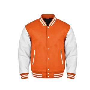 Manches en cuir blanc de couleur rouge personnalisées avec capuche varsity jacket hiver populaire letterman collage jacket - Product Image 6