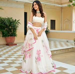 Estilo étnico indio pesado Crape seda diseñador Lehenga Choli para mujeres estilo Bollywood Crop Top para ropa de fiesta y desgaste del festival - Product Image 5