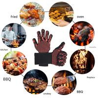 OM18 Gants résistants aux hautes températures en silicone et en aramide, ignifuges, antidérapants, résistants à la chaleur pour la cuisson et la grillade