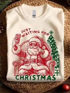 Sweat-shirt graphique de Noël fabriqué au Vietnam, imprimé vintage Père Noël, col rond, personnalisable OEM/ODM, vêtements d'hiver en gros - Product Image 3