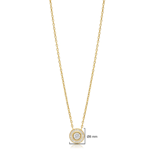 Collar con Dije de Circonita Blanca de Diseño Redondo Clásico, Plata de Ley 925, Joyería de Moda para Mujer - Product Image 5