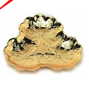 amazing design <b>golden</b> finished metal stainless steel flower design platter for hotel restaurant and <b>bar</b> - Product Image 1