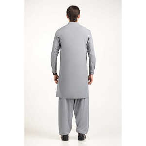 Shalwar Kameez Gris Claro para Hombre, Elegante Vestido Étnico Pakistaní Bordado para Fiestas, Estilo Sherwani con Toque Indio - Product Image 2