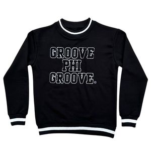 Groove Phi Groove Social Fellowship Sudadera negra de cuello redondo 100 algodón polar Chenille bordado fraternidad griega ropa hombres - Product Image 5