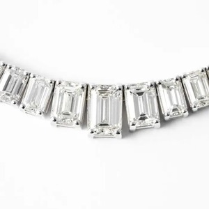 Collier tennis en diamant de laboratoire taille radiant 36,68 carats en or rose 14K serti à griffes, certifié IGI, bijoux de luxe pour femme - Product Image 3