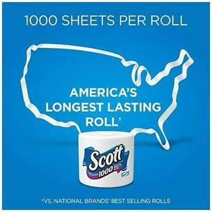 Scott 1000 <b>Sheets</b> Per Roll Toilet Paper, Bath Tissue - Product Image 2
