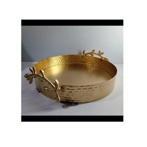 Top tendance Long Design Rectangulaire Plateau de Service Fini en Laiton Plateau de Service Alimentaire en Métal Fini Doré à Bas Prix - Product Image 4