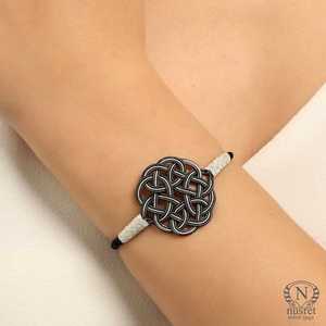 999 Sterling Silver <b>Adjustable</b> Kazaz <b>Bracelet</b> with White Love Knot for Gift Occasions - Product Image 1