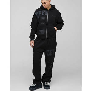 Conjunto Deportivo de Dos Piezas para Hombre, Pantalones Acampanados y Sudadera con Capucha, Estampado de Alta Calidad, Talla XL, Felpa - Product Image 1