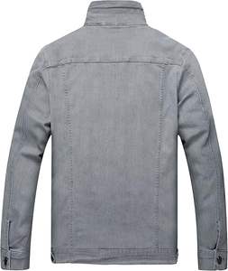 Streetwear gris clair pour homme Veste en jean formelle décontractée avec broderie 100% coton boutonnée Vêtements d'extérieur d'hiver - Product Image 2