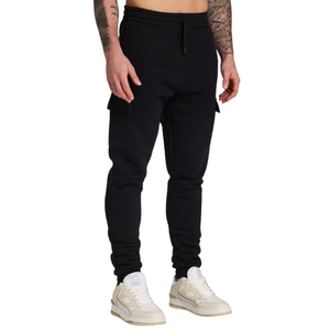 Pantalon cargo jogger pour homme en coton et polyester, coupe slim, taille à cordon, pantalon de sport, logo personnalisé, pantalon d'entraînement fitness - Product Image 2