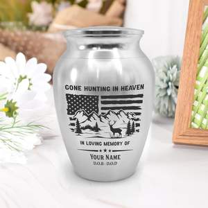 Urnes de chasse au cerf personnalisées en acier inoxydable urne décorative gravée de taille personnalisée pour adultes cendres humaines argent - Product Image 3