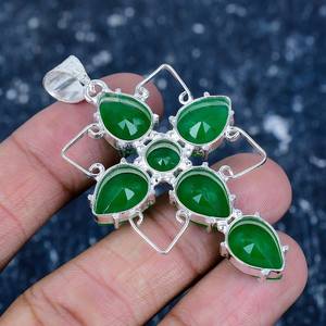 Nueva llegada Natural verde ónix pera facetado corte sólido 925 plata esterlina plateado diseñador colgante para mujer joyería al por mayor - Product Image 2