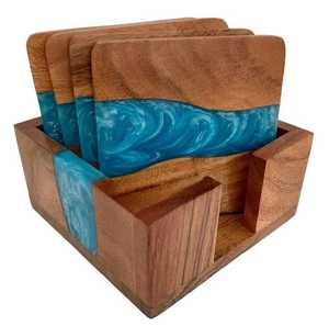 Sous-verre en bois et en résine personnalisé de qualité supérieure Accessoires de cuisine écologiques Support de tasse promotionnel - Product Image 1