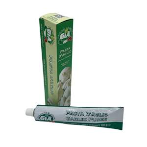 Purè di Aglio Miscelato con Olio di Girasole Gia 90g in Tubetto Bianco - Confezione da 12 Pezzi di Spezie e Condimenti Misti - Product Image 1