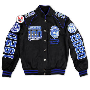 Personnalisé Zeta Phi Beta Haute Qualité Hommes Broderie Patch Chaud Collège Veste Bomber Letterman Varsity Racing Veste pour Hommes - Product Image 4
