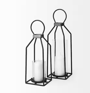 Metal Tealight Candle Stand Jar Crafts 2 Pieces Set Antique Designing Metal Wall Hanging Candle Holder - Product Image 1