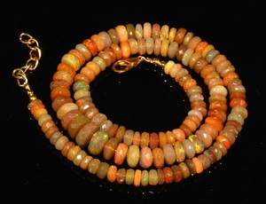 Collier d'opale éthiopienne prêt à expédier 87.90 carats perles de rondelle à facettes naturelles de grande taille - Product Image 2