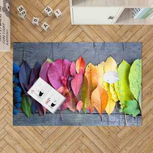 Tapis imprimé feuilles colorées : motif feuilles d'automne pour salon, tapis à poils doux - Product Image 3