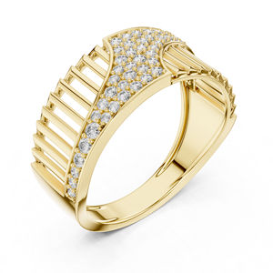 แหวนหมั้นเพชรทรงกลมสีขาวทอง 14K สำหรับผู้หญิง |   เพชรที่เพาะเลี้ยงใหม่ - Product Image 5