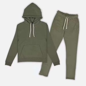 Ensemble de survêtement unisexe décontracté de style urbain avec capuche, 100% coton, molleton en tissu éponge français respirant, pantalon à cordon de serrage imprimé - Product Image 6