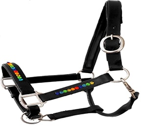 Cabestro de caballo fuerte Premium de lujo con herrajes de seguridad reflectantes Chapado en plata Chin Throat Snap Diamonds Logotipo personalizado - Product Image 1