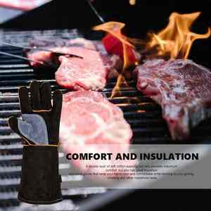 Guantes de Soldadura Tig de Cuero Resistentes al Calor, Guantes de Trabajo de Piel de Vacuno y Gamuza Resistentes al Calor - Product Image 4