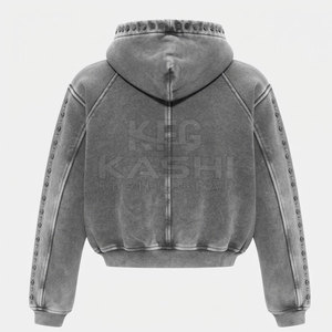 Sweat à capuche d'hiver pour homme en molleton 100% coton, avec strass et cristaux, cordon de serrage, poche avant, ourlet côtelé, respirant - Product Image 2
