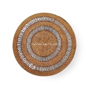 Mantel Individual Redondo de Ratán Hecho a Mano Ecológico para Decoración de Mesa de Comedor con Material Natural y Sostenible - Product Image 1