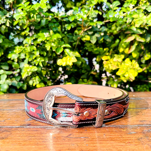 Rodeo Style américain fait à la main Western perlé ceinture en cuir de vache pleine fleur en cuir véritable couleur noire robuste personnalisé - Product Image 2