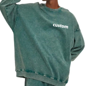 เสื้อฮู้ดดี้ผู้ชาย OEM ผ้าฝ้าย 100% ซักแบบ Stone Wash สไตล์ Oversized ปักลายแบบกำหนดเอง ล้างสีแบบ Acid Wash สำหรับฤดูหนาว - Product Image 2