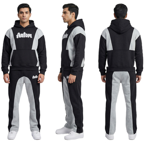 ชุดวอร์มผู้ชายคุณภาพสูงสำหรับฤดูหนาว ดีไซน์วินเทจ รับทำโลโก้ ซิปเต็มตัว ผ้าหนา มีฮู้ด สองชิ้น ผ้าฝ้าย 100% - Product Image 1