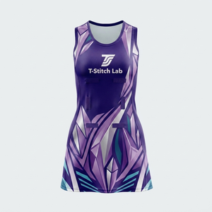 Robe de netball sans manches ajustée, séchage rapide, 100 % polyester, grande taille, évacuation de l'humidité, respirante, uniforme de netball sans manches - Product Image 5