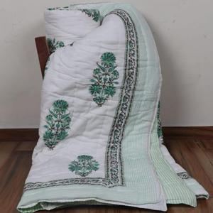 Cobija de Lujo Étnica 100% Algodón Kantha, Transpirable, con Estampado Floral, Hecha a Mano, Ecológica, Tamaño Queen, Cubrecama Indio - Product Image 2