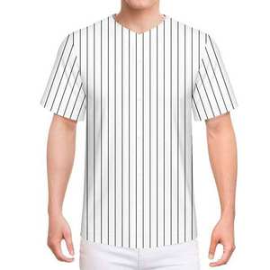 Vêtements de baseball et de softball en gros, polyester tendance, design rayé personnalisé par sublimation, maillot de baseball, col en V, vêtements de sport pour adultes - Product Image 3